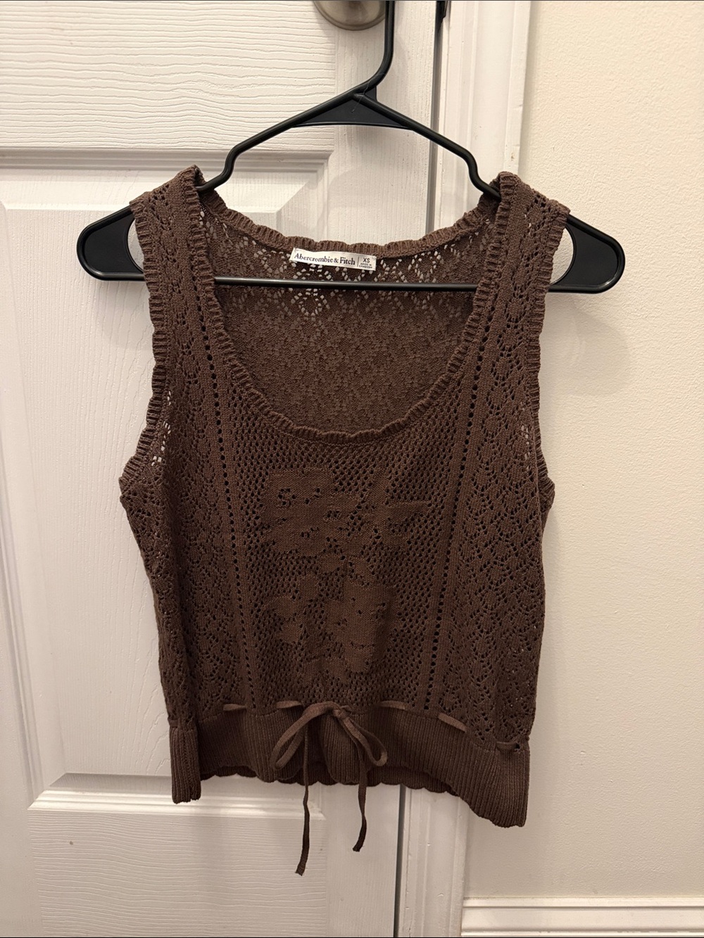 Abercrombie & Fitch Chocolate Brown Crochet Drawstring Tank